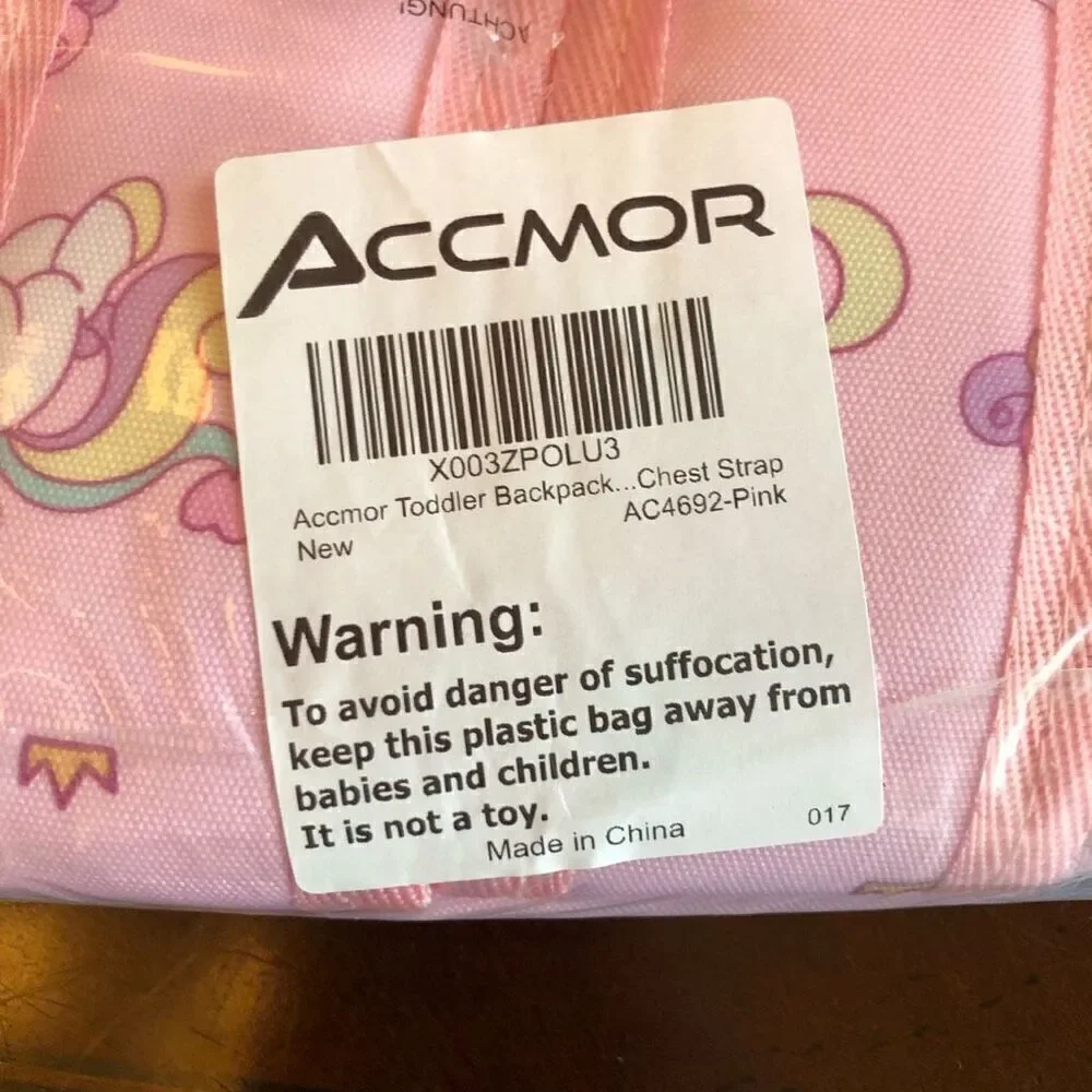 ACCMOR - NWT - Little Girls Canvas Backpack. Rainbows & Unicorns/Pink & Lavender